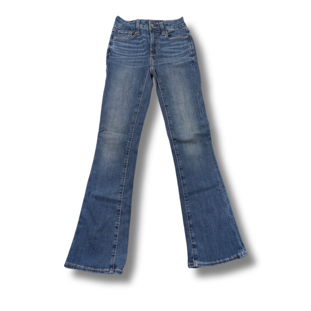 American Eagle 00 Short Next Level Stretch Flare Jeans Blue High Rise Denim